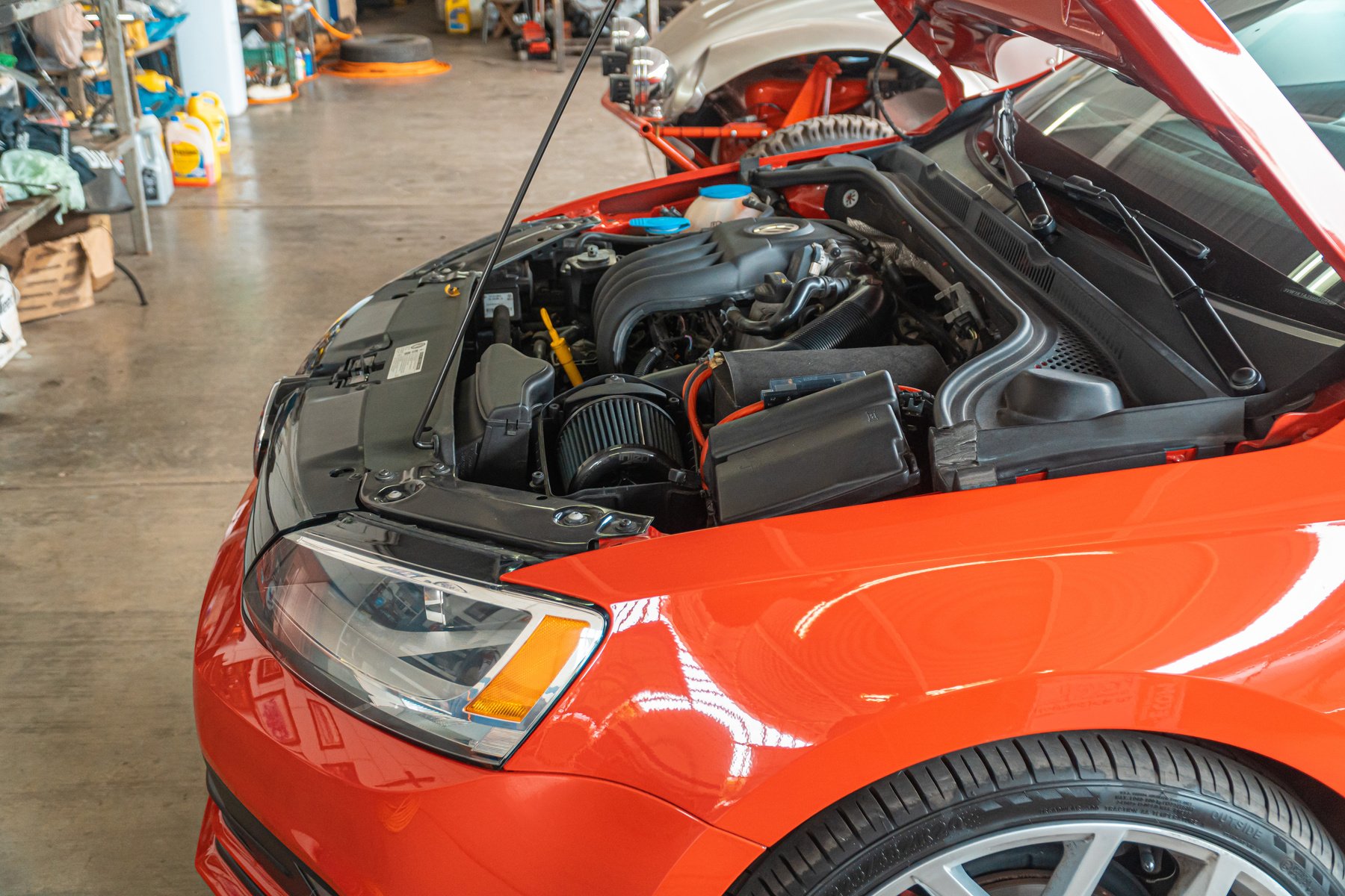 Red Car Engine Bay